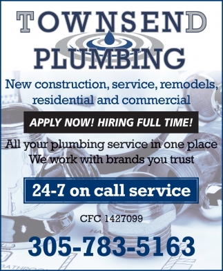 Apply Now!, Townsend Plumbing, Tavernier, FL